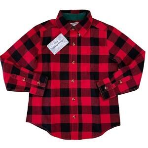 NWT Tommy Bahama Kids Red/Black Buffalo Plaid Button Up Shirt - SIZE XS (4)